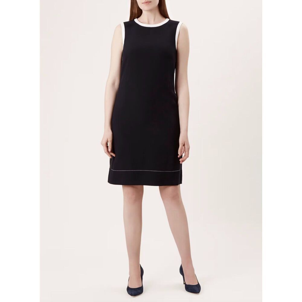 HOBBS London Womens Sleeveless Kendra Shift Dress Sz 12 Black Careerwear Office